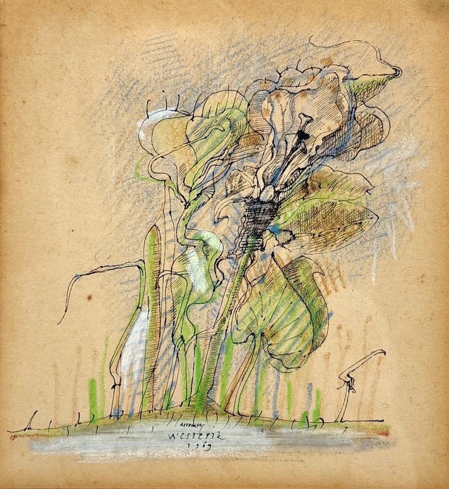 510. Tekening, Co Westerik – botanische studie, 1969