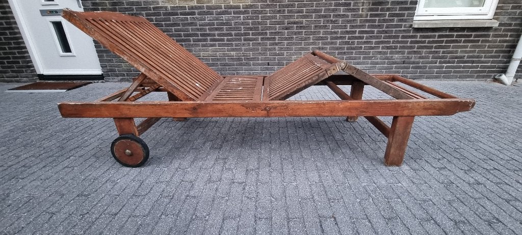 Ligbed Teak Verstelbaar, Tuin en Terras, Ophalen, Gebruikt, Teakhout, Verstelbaar