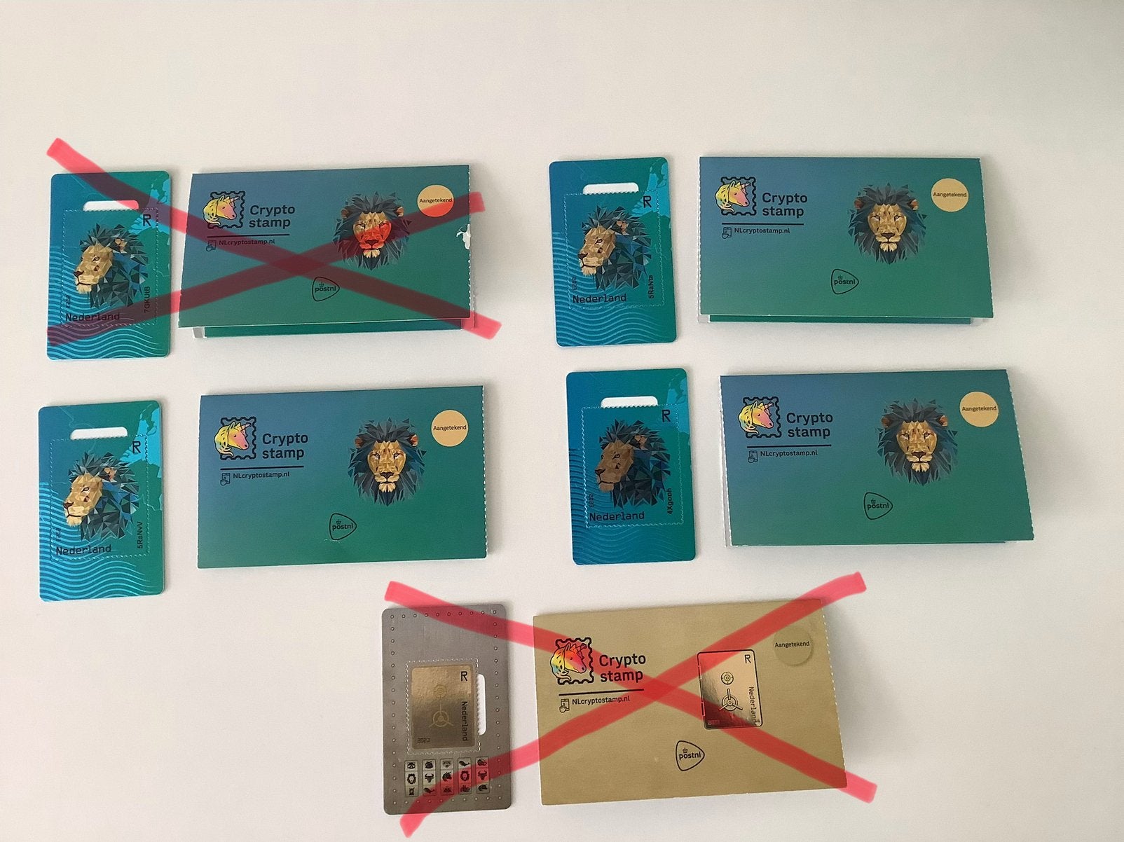 Crypto stamps leeuw blauw, groen en zwart!, Ophalen of Verzenden