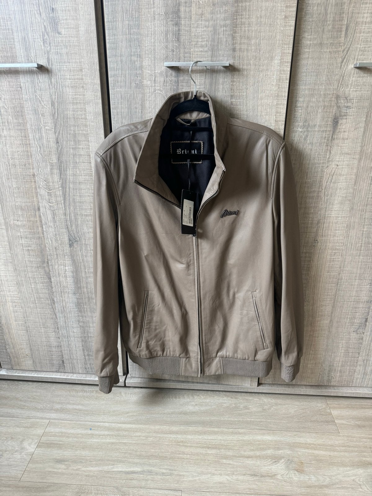 Brioni Leren Bomberjack - Nieuw met labels, Maat 54 (XL), Ophalen of Verzenden, Nieuw, Maat 56/58 (XL), Beige