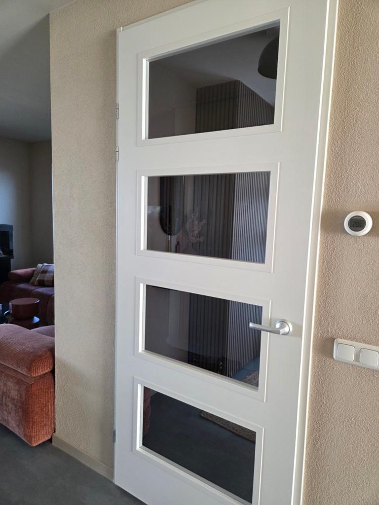 Binnendeur  opdek wit met glas 231.5x88, Ophalen, Gebruikt, 80 tot 100 cm, Binnendeur