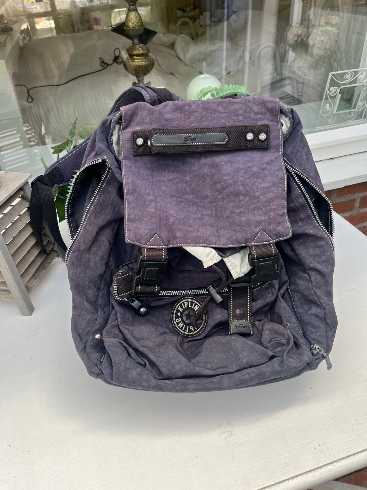 Kipling blauwe rugtas groot model, Sieraden, Tassen en Uiterlijk, Tassen | Rugtassen, Verzenden, Zo goed als nieuw, Kipling, 30 tot 45 cm
