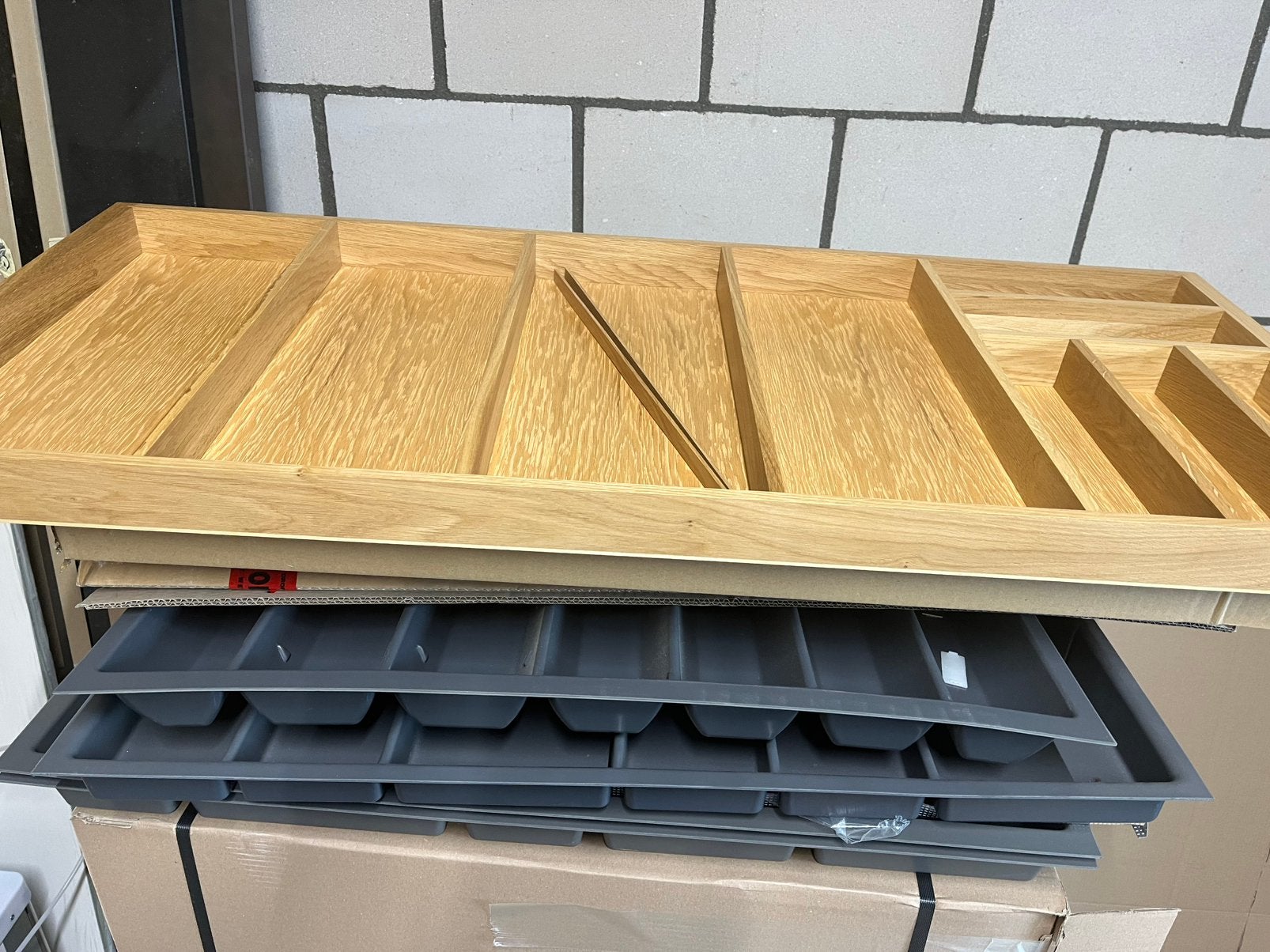 Houten bestekbak tbv 120cm brede kast, 100 tot 150 cm, Ophalen of Verzenden, Zo goed als nieuw, Minder dan 100 cm