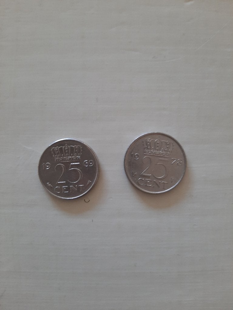 Munten (kwartjes en centen) uit de tijd van Koningin Juliana, Postzegels en Munten, Munten | Nederland, Ophalen of Verzenden, Koningin Juliana