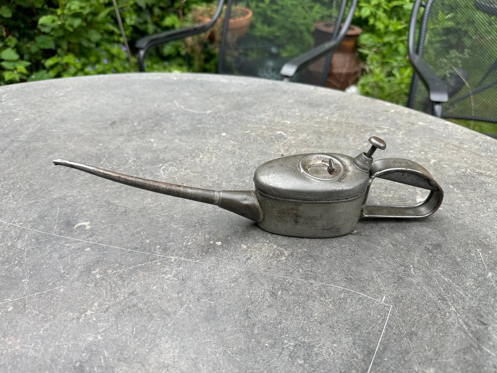 Vintage Oliekan - klassieke metalen Oliespuit, Ophalen of Verzenden