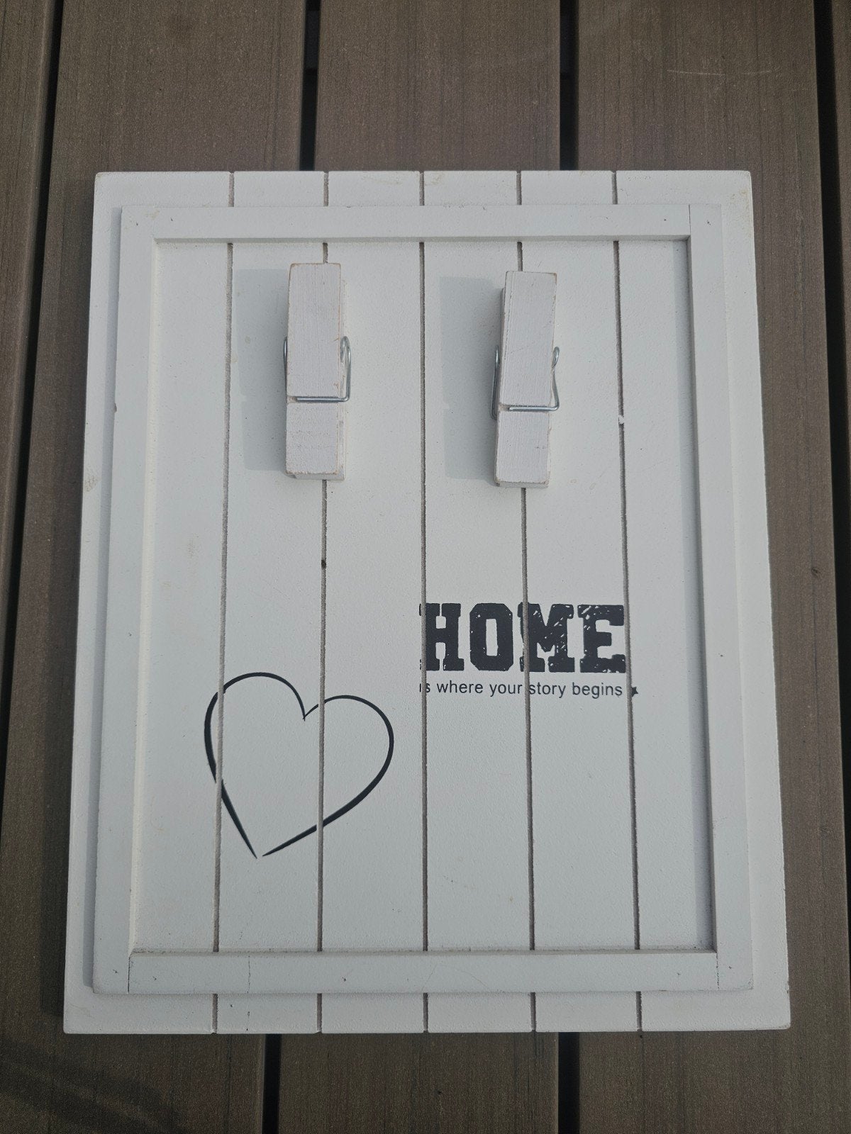 Gezellig houten bord om op te hangen met knijpers 30x24, Huis en Inrichting, Ophalen of Verzenden, Gebruikt, Wit, Hout