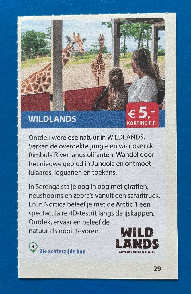 Kortingsbon Wildlands Adventure Zoo Emmen, Drie personen of meer, Kortingskaart