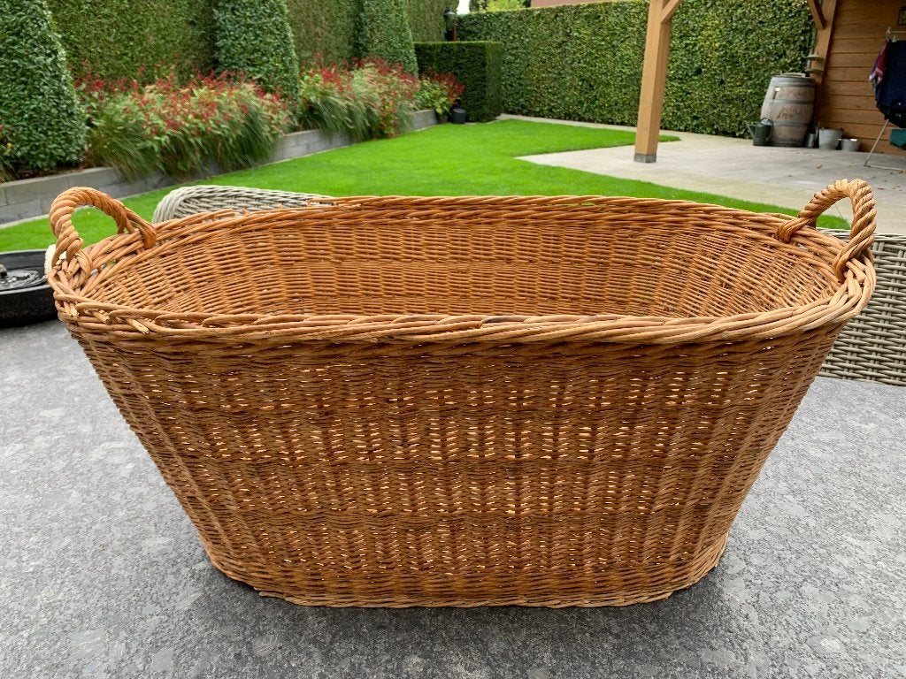 Rieten wasmand vintage, Huis en Inrichting, Ophalen, Gebruikt, Mand, Riet