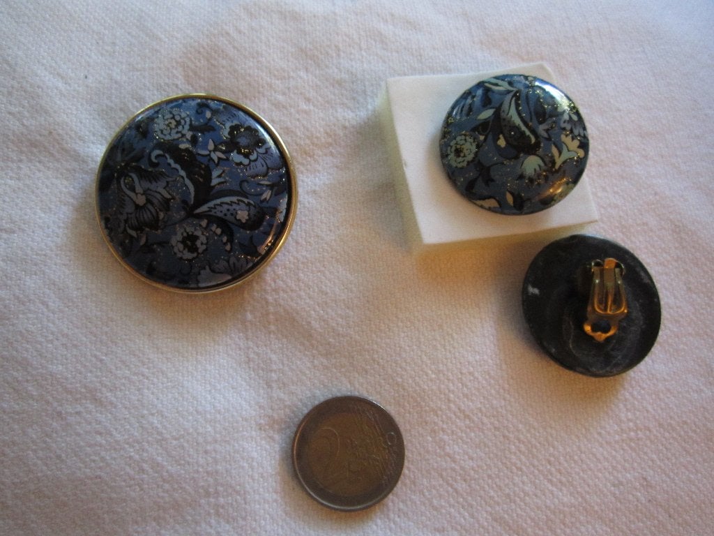 18.  Schitterend oud setje, broche + clipoorbellen, Ophalen, Overige materialen, Overige typen