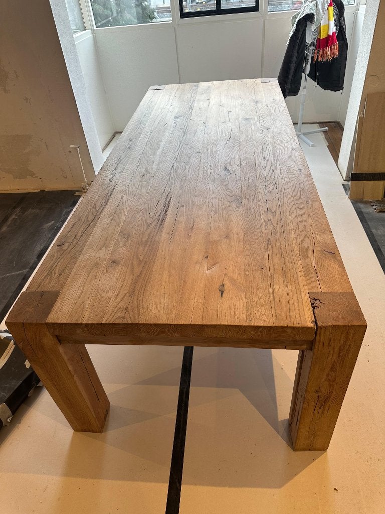 tafel (massief eiken), Ophalen, Ruw eiken, Gebruikt, Eikenhout