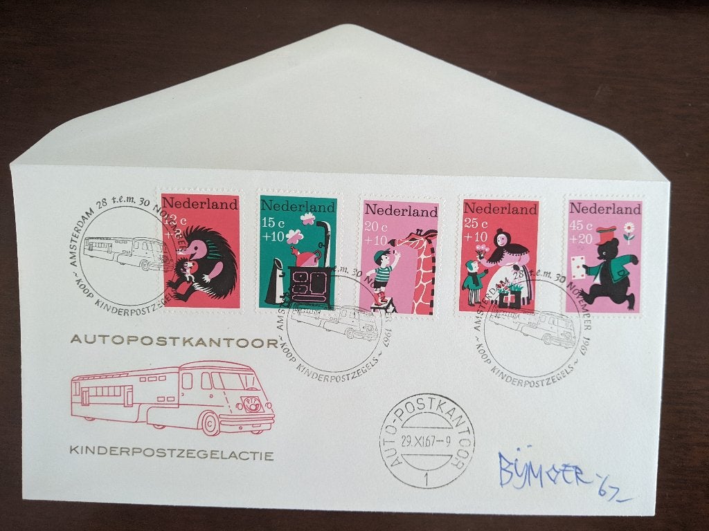 NL 1967; DOOR HENK BIJMOER GESIGNEERDE FDC met KINDERZEGELS, Verzenden, Onbeschreven, Nederland
