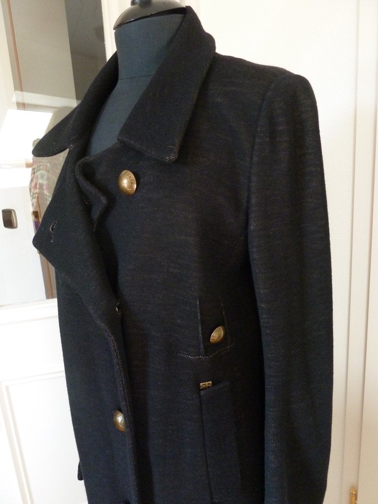 Sonia Rykiel Paris zwarte jas, iconic model, bronzen knopen, Kleding | Dames, Maat 38/40 (M), Verzenden, Zwart, Zo goed als nieuw