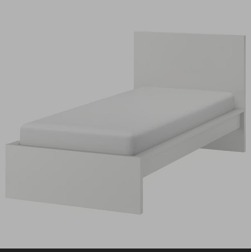Malm Ikea 1 persoonsbed, Huis en Inrichting, Slaapkamer | Bedden, Gebruikt, Eenpersoons, 90 cm, 200 cm, Hout, Wit, Ophalen