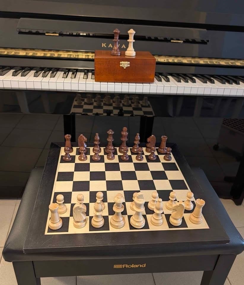 Schaakset van 44 cm 2 kg – Handgesneden Stukken 9 cm 625 g, Hobby en Vrije tijd, Denksport en Puzzels, Ophalen, Minder dan 500 stukjes