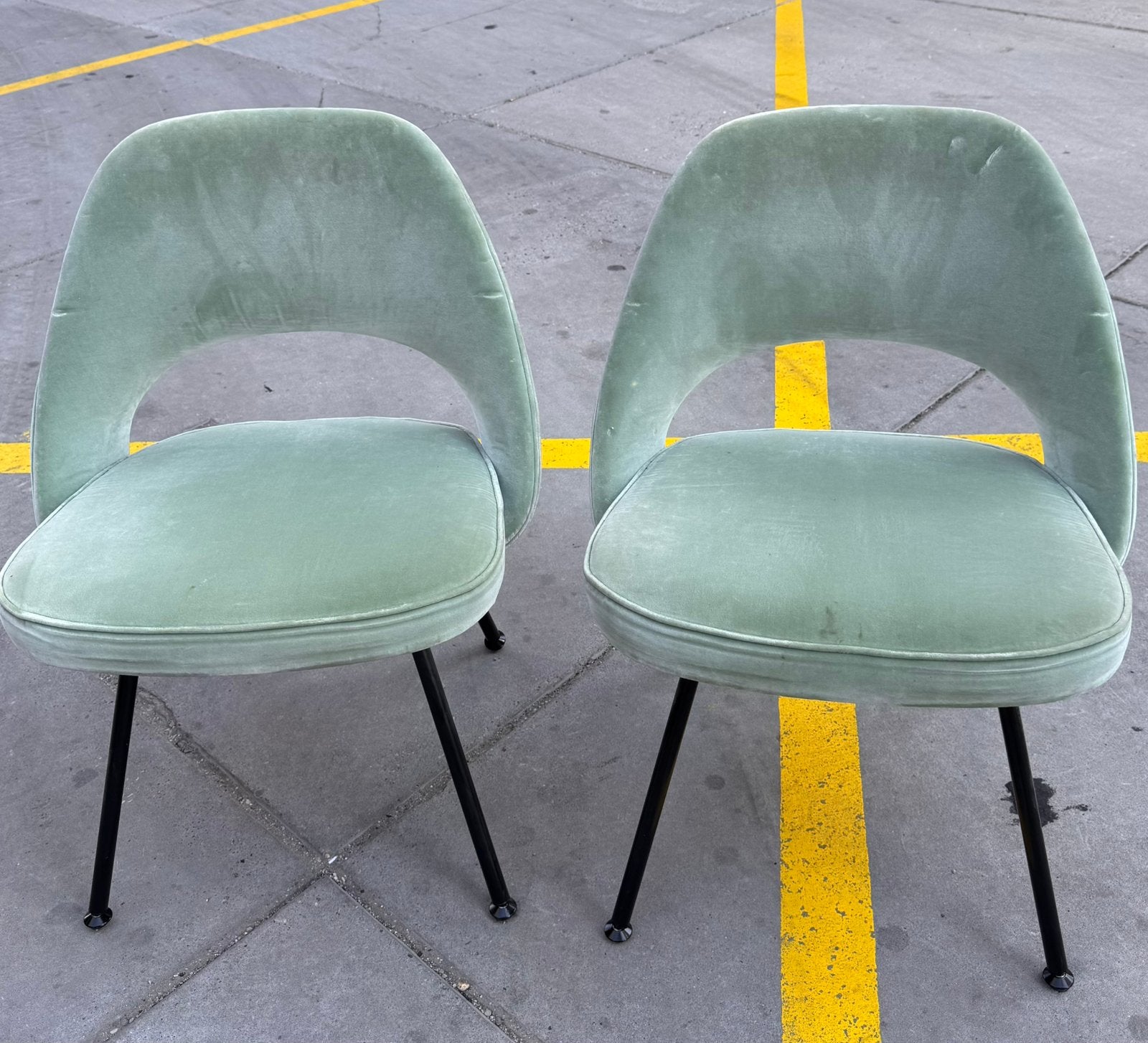Knoll Saarinen mid-century dining chairs, Huis en Inrichting, Ophalen, Gebruikt, Blauw, Vier