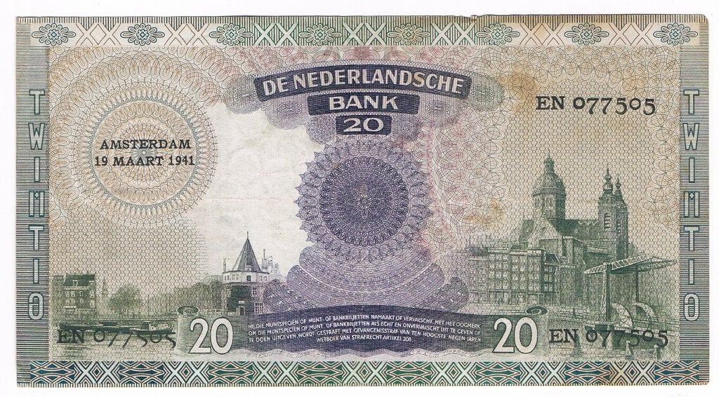 20 gulden 19 maart 1941 Emma, Postzegels en Munten, Verzenden, 25 gulden, Los biljet