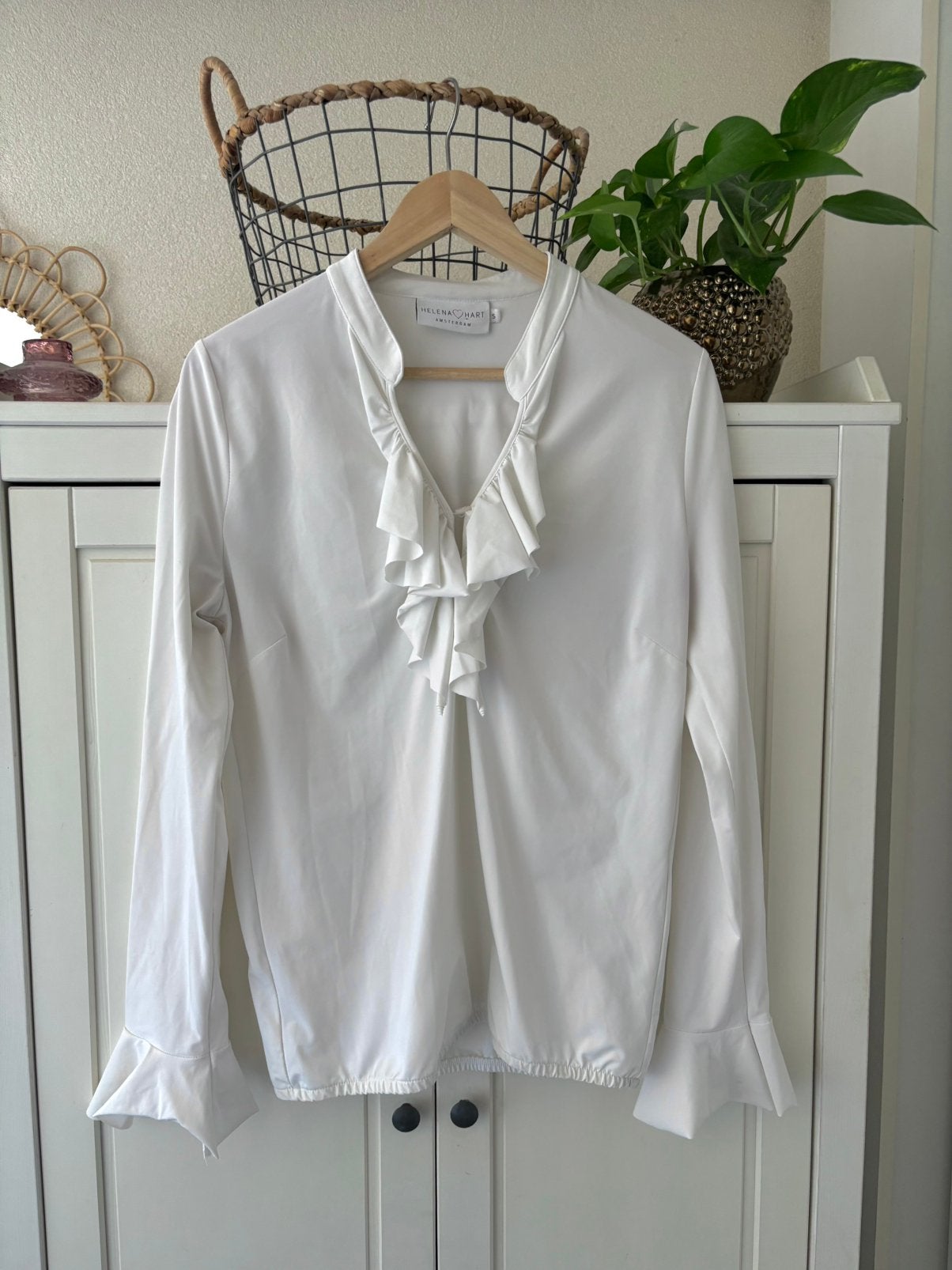 Helena Hart travelstof blouse maat S, Ophalen of Verzenden, Zo goed als nieuw, Maat 36 (S), Wit