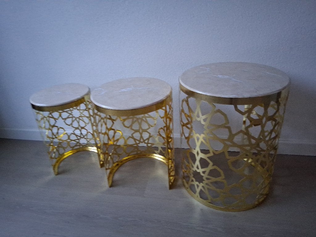 3 Bijzettafels, Minder dan 55 cm, Gebruikt, Rond, Ophalen