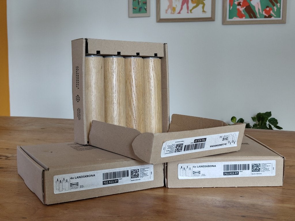 12x IKEA LANDSKRONA houten poten 15 cm, Huis en Inrichting, Ophalen of Verzenden, Zo goed als nieuw
