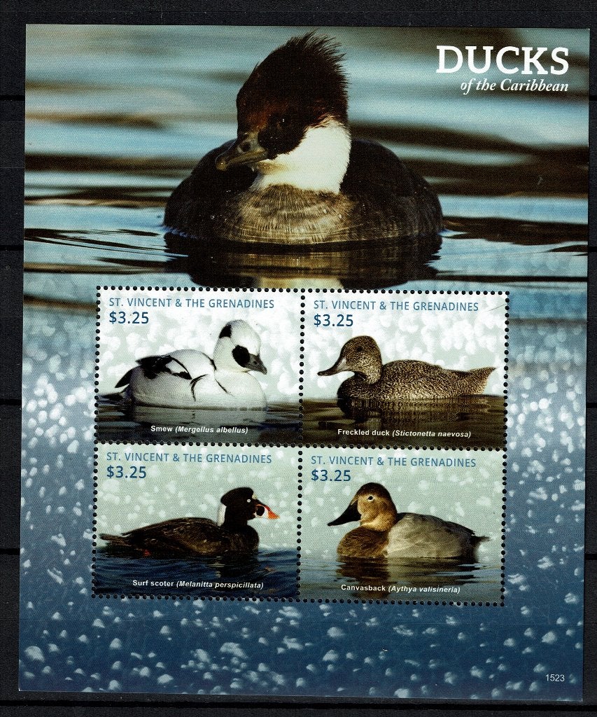 ST VINCENT 2015 PF BLOK EENDEN DUCKS VOGELS BIRDS 2, Ophalen of Verzenden, Postfris, Dier of Natuur