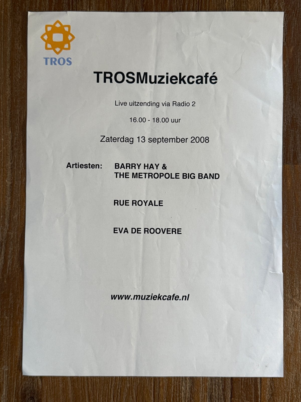 Deurposter Tros Muziekcafe - Barry Hay (Golden Earring), Ophalen of Verzenden, Foto of Kaart