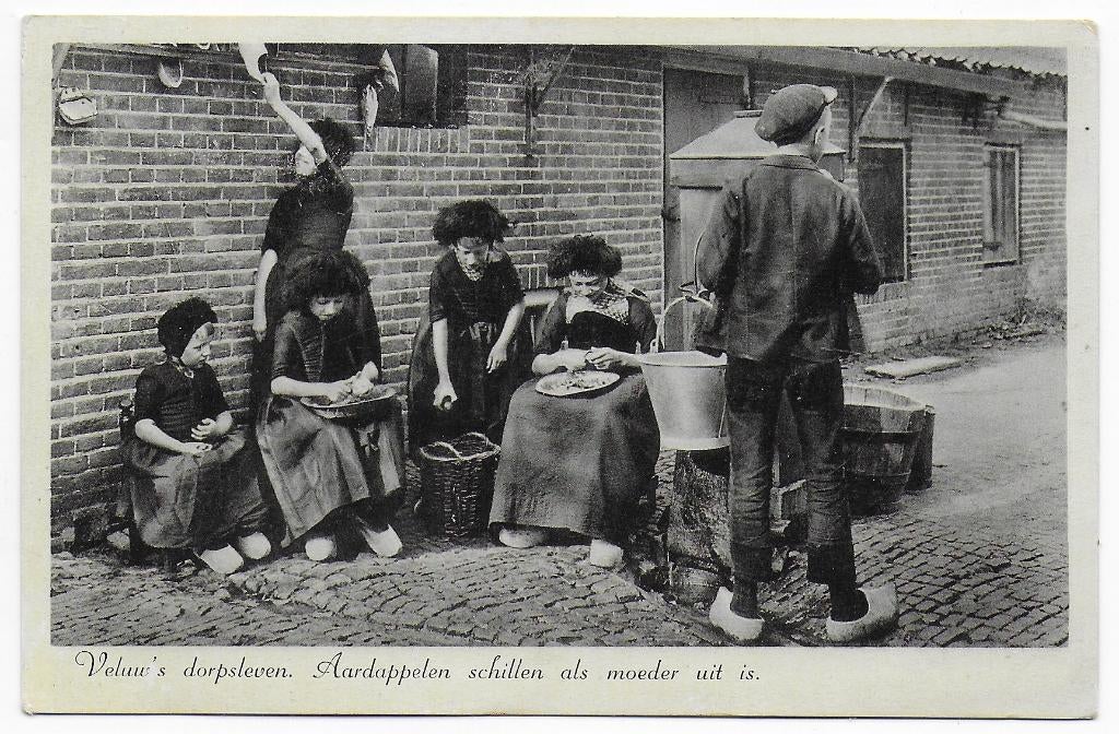 Veluwe Aardappelen Schillen Gelopen ansichtkaart ( B7214), Ophalen of Verzenden, 1940 tot 1960, Gelopen, Gelderland