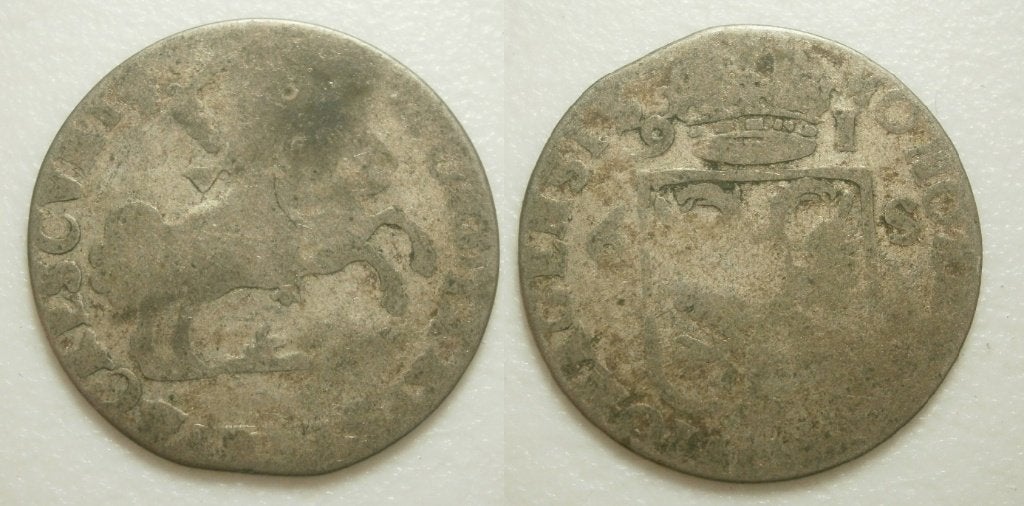 9] Nijmegen Rijderschelling 1691 staart omlaag, Postzegels en Munten, Munten | Nederland, Vóór koninkrijk, Zilver, Losse munt