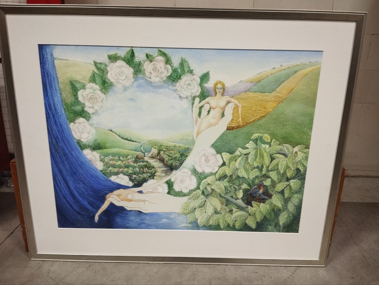 Olieverf op doek: Adam en Eva (Jan van der Poel), Antiek en Kunst, Doek, Surrealisme, Ophalen of Verzenden, Olieverf