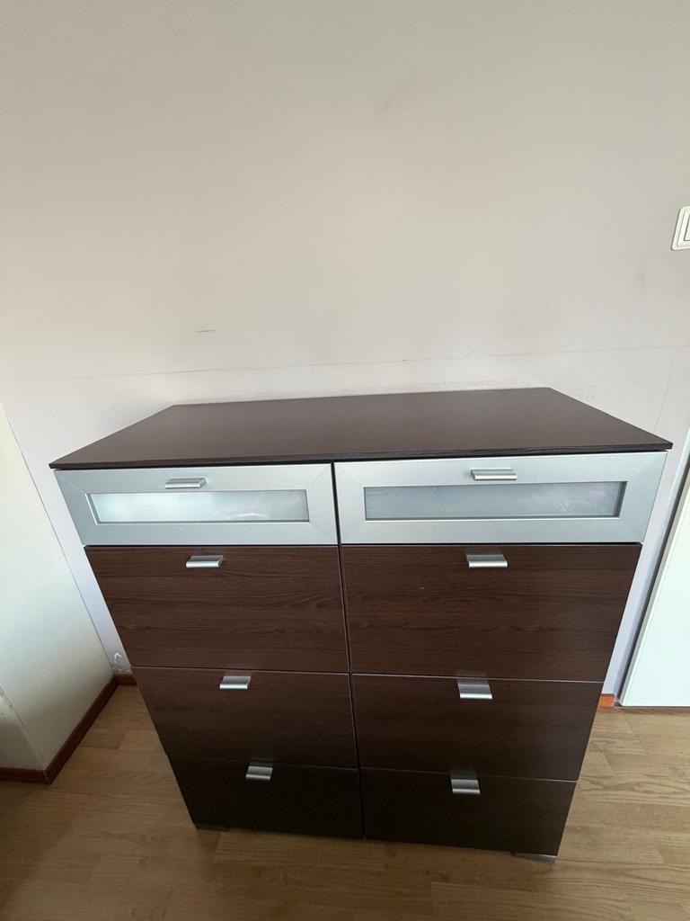 Kledingkast met schuifdeuren en ladekast, Gebruikt, 200 cm of meer, Ophalen of Verzenden, Met lade(s)