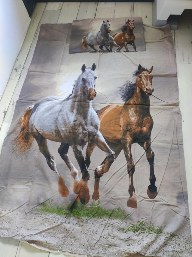 1 persoons dekbedovertrek Paarden, Ophalen of Verzenden, Zo goed als nieuw