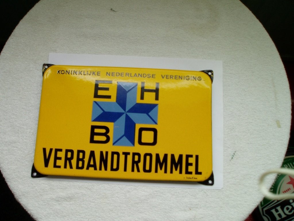 EHBO Emaille bord, Verzamelen, Ophalen of Verzenden, Gebruikt, Reclamebord