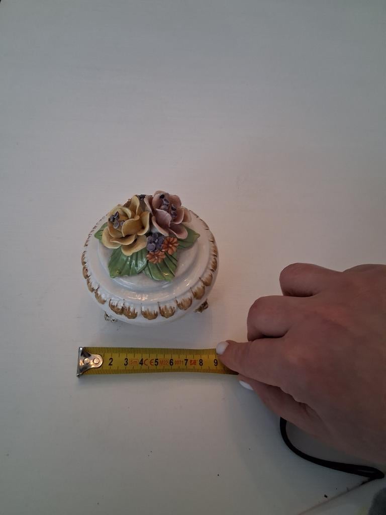 Vintage porseleinen sieradendoosje met bloemen, Ophalen of Verzenden