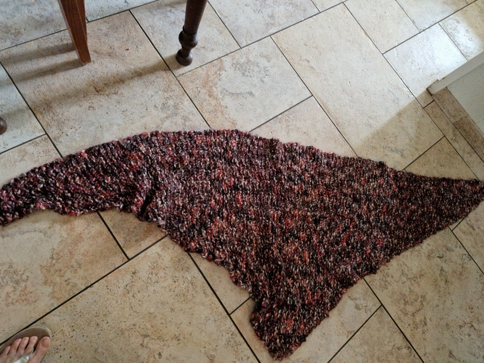 Handgebreide omslagdoek in aardetinten, Kleding | Dames, Mutsen, Sjaals en Handschoenen, Maat 46/48 (XL) of groter, Ophalen of Verzenden