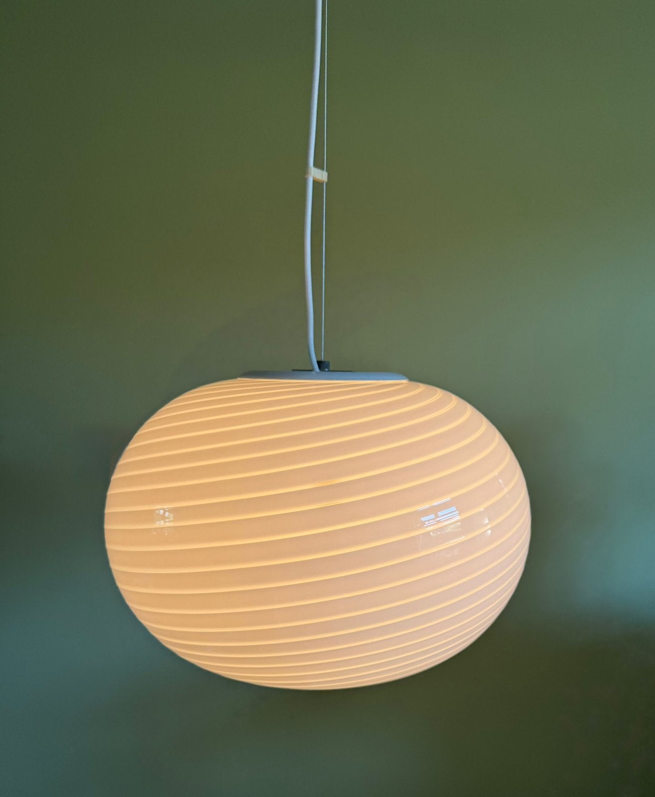 2x hanglamp, De Majo Murano, Italiaans, Swirl, vintage’60/70, Ophalen of Verzenden, Zo goed als nieuw, Glas