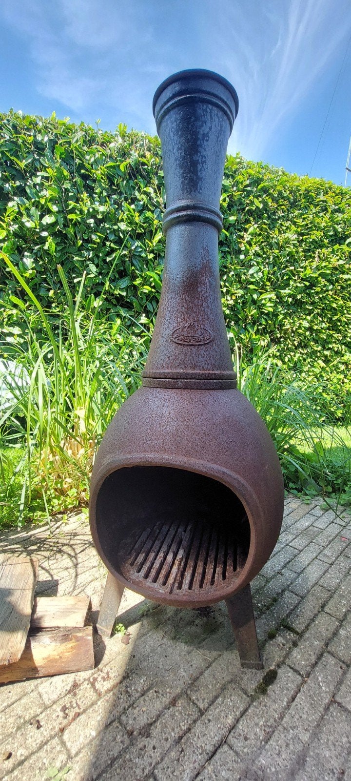 Gietijzeren terrashaard / buitenkachel - 117 cm hoog, Tuin en Terras, Vuurkorven, Ophalen, Gebruikt, Vuurkorf