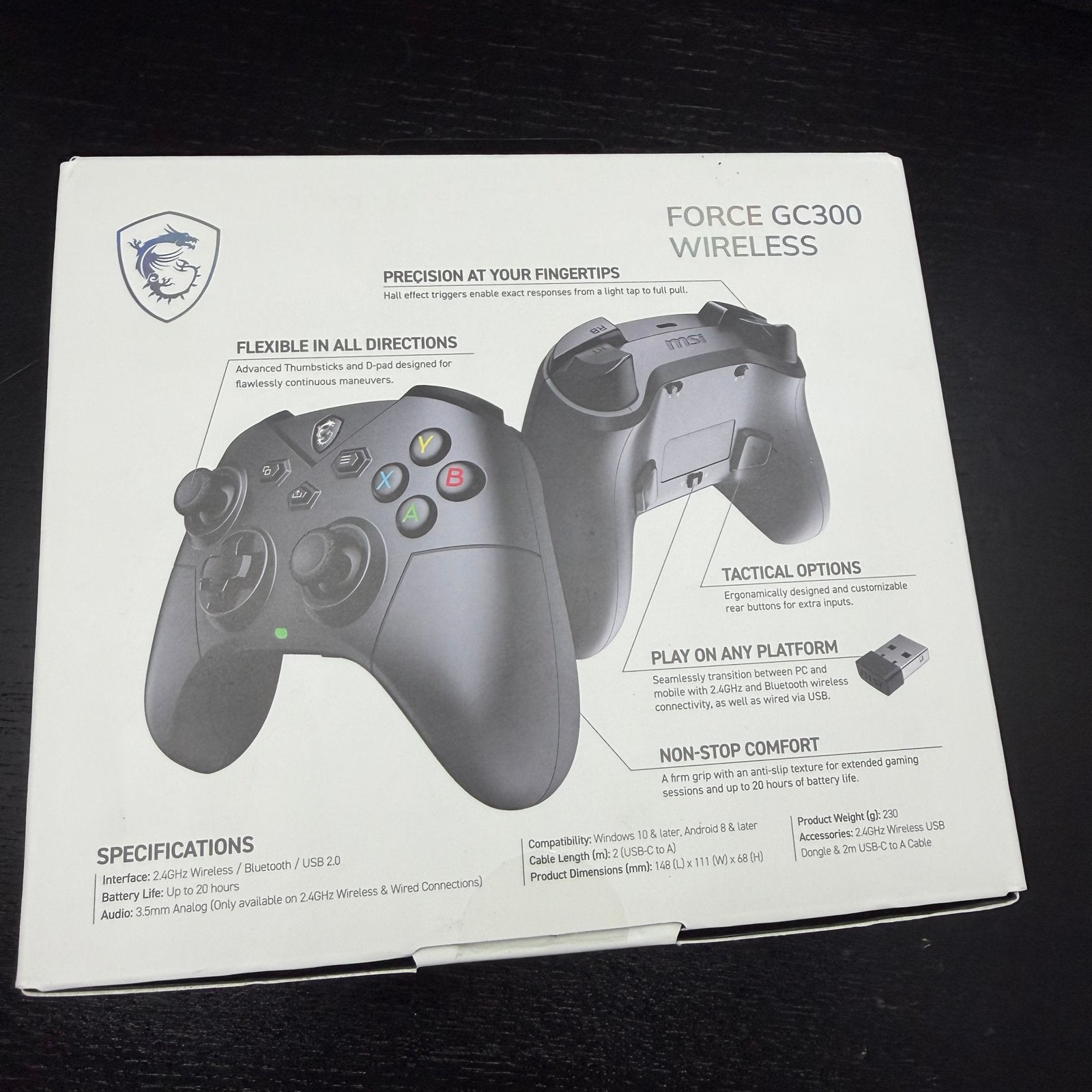 MSI Force GC300 Wireless Gamecontroller Zwart - Nieuw, S, Nieuw, D, PC