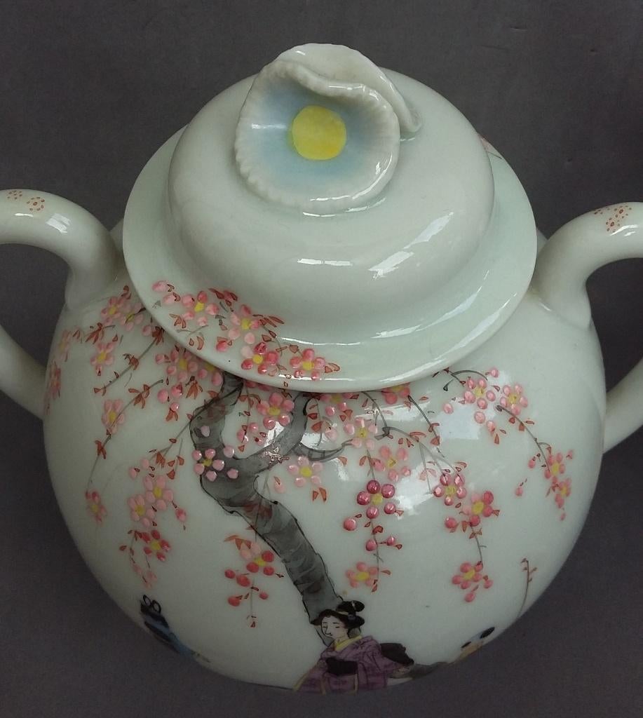 Omstreeks 1950 Japan Kutani Porselein Theepot Suikerpot, Antiek en Kunst, Ophalen of Verzenden