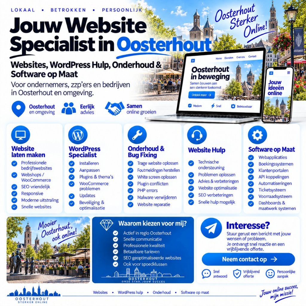 Website Laten Maken & WordPress Hulp Oosterhout, Vacatures, Vanaf 3 jaar, Geschikt als bijbaan, Freelance of Uitzendbasis, 33 - 40 uur