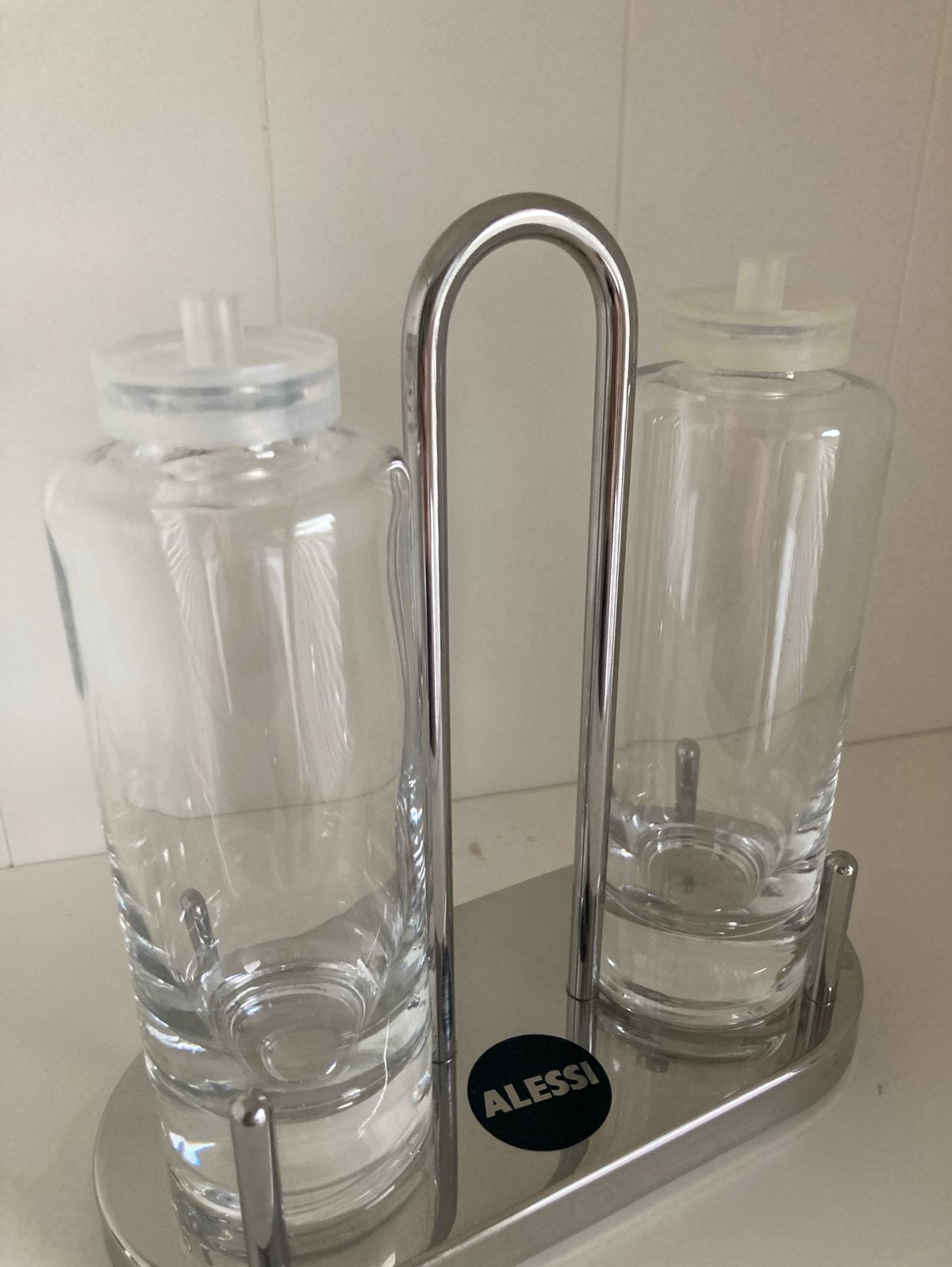 Alessi design Italy olie en azijn stel -, Verzenden, Zilver, Zo goed als nieuw, Alessi