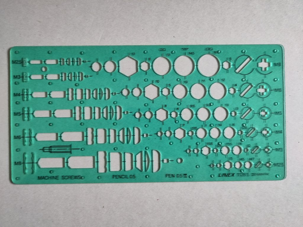 Schroeven en moeren sjabloon Linex 1128 S, Hobby en Vrije tijd, Tekenen, Ophalen of Verzenden, Gebruikt, Overige typen