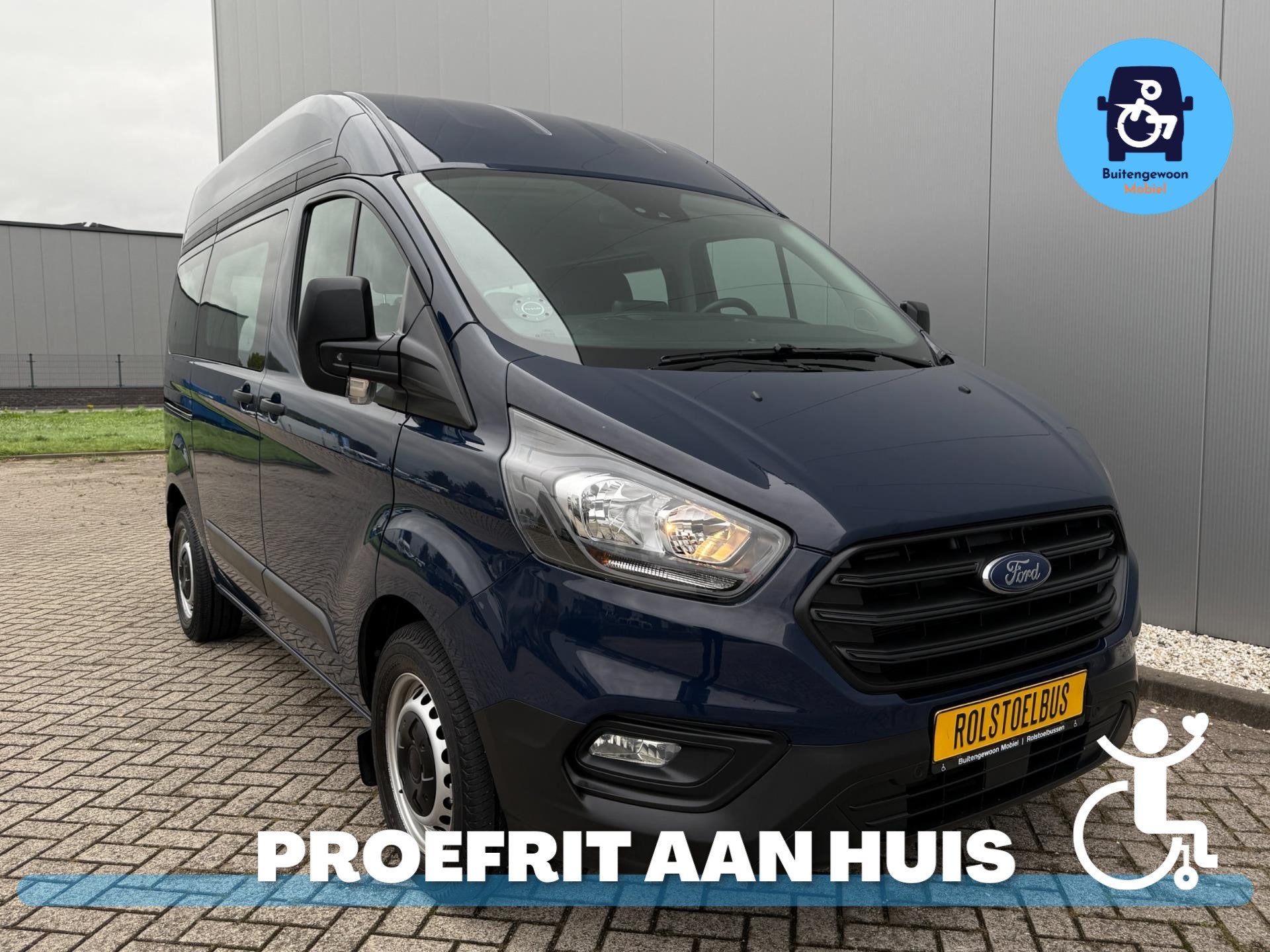 Ford Transit Custom (2019) Rolstoelbus Airco Automaat Zelfri, Auto's, 12 maanden, 2174 kg, Gebruikt, 4 cilinders