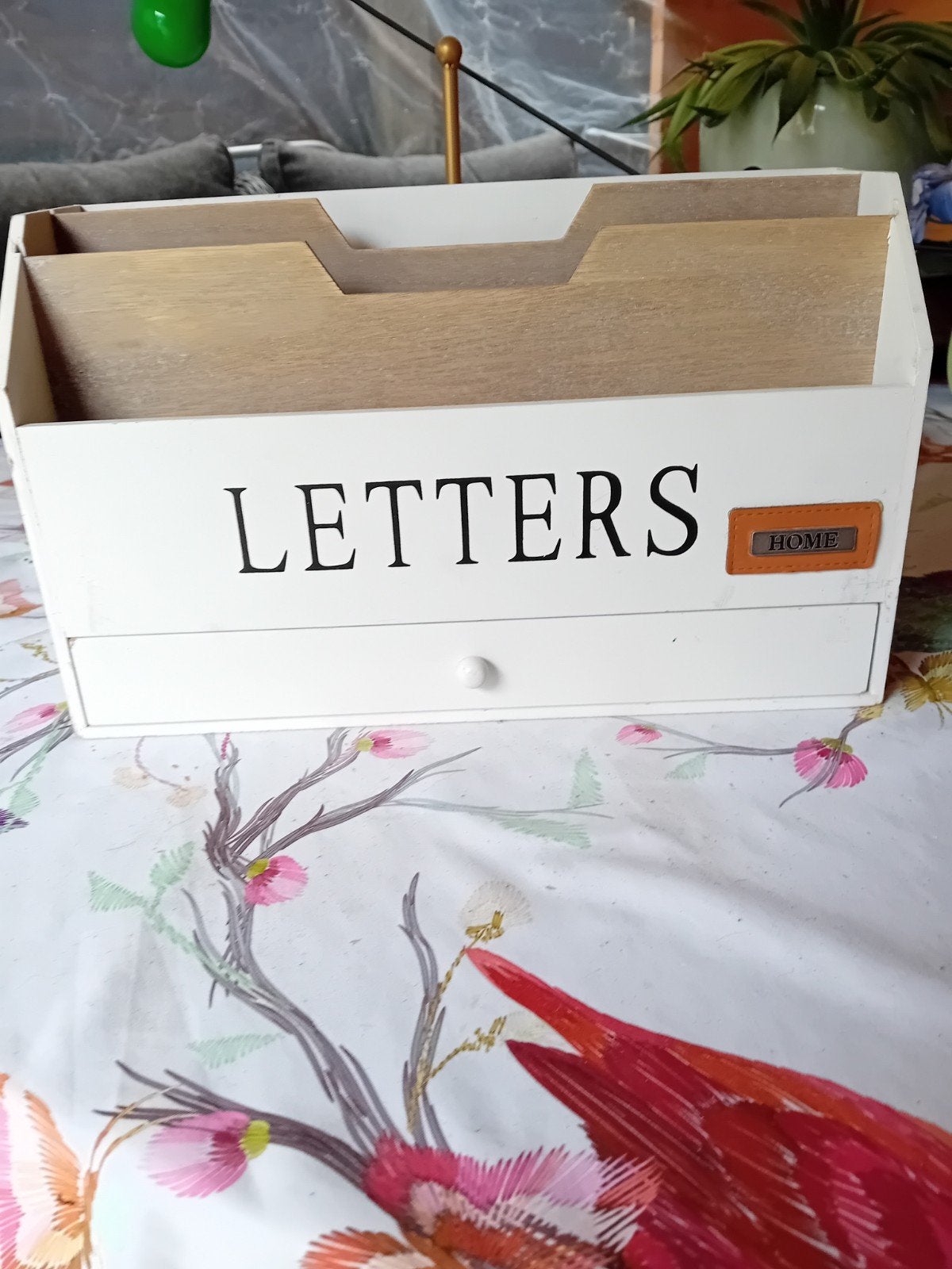 Brievenhouder met lade - Letters - Wit/Hout, Hout, Gebruikt, Ophalen of Verzenden, Landelijk