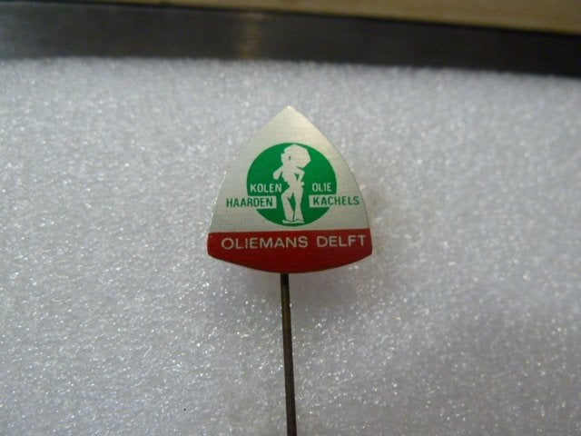 Vintage Olie Kachels Speldje - Olie Haarden Delft, Verzamelen, Ophalen of Verzenden, Gebruikt, Overige onderwerpen, Speldje of Pin