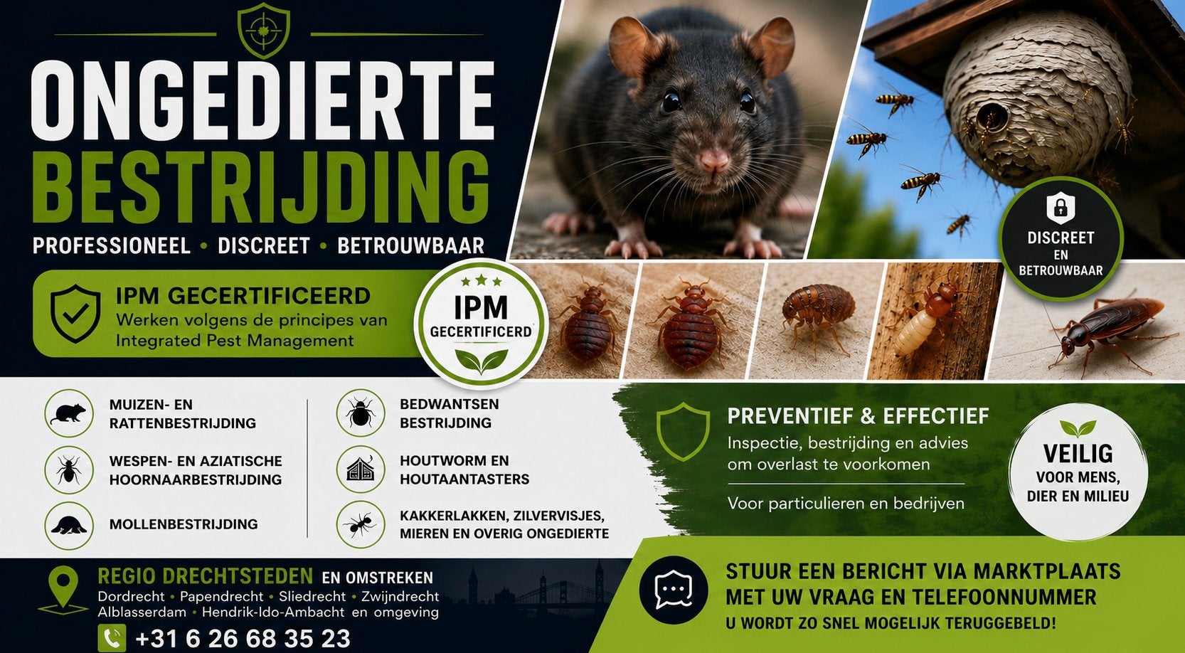 Professionele ongediertebestrijding  van wesp tot rat, Muizen of Ratten