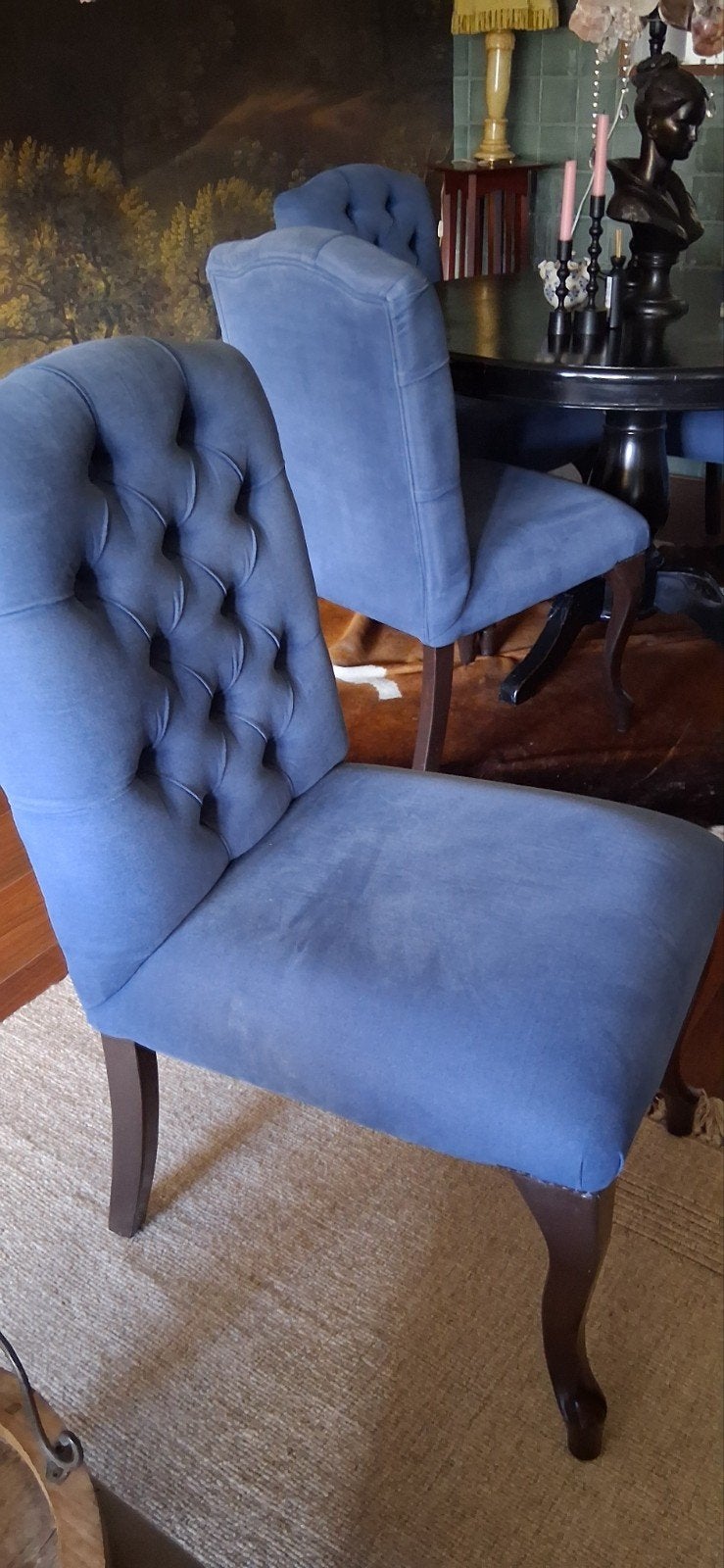 eetkamerstoelen 4 stuks kwaliteit van  Goossens, Ophalen, Gebruikt, Blauw, Landelijk klassiek