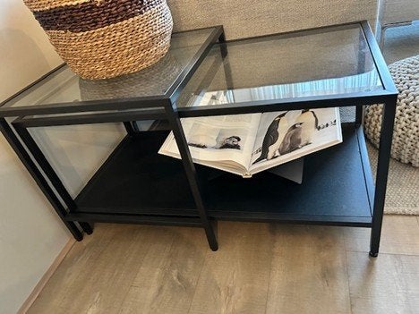 VITTSJÖ / VITTEJO ikea bijzettafel - salontafel, Gebruikt, Glas, 75 cm of meer, Rechthoekig