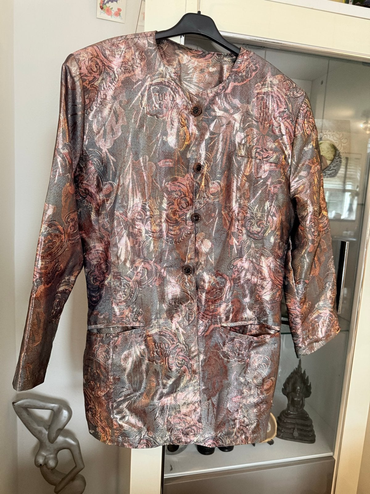 Vintage Jasje Maat M - Metallic Patroon, Kleding | Dames, Maat 38/40 (M), Meerkleurig, Ophalen of Verzenden, Jasje