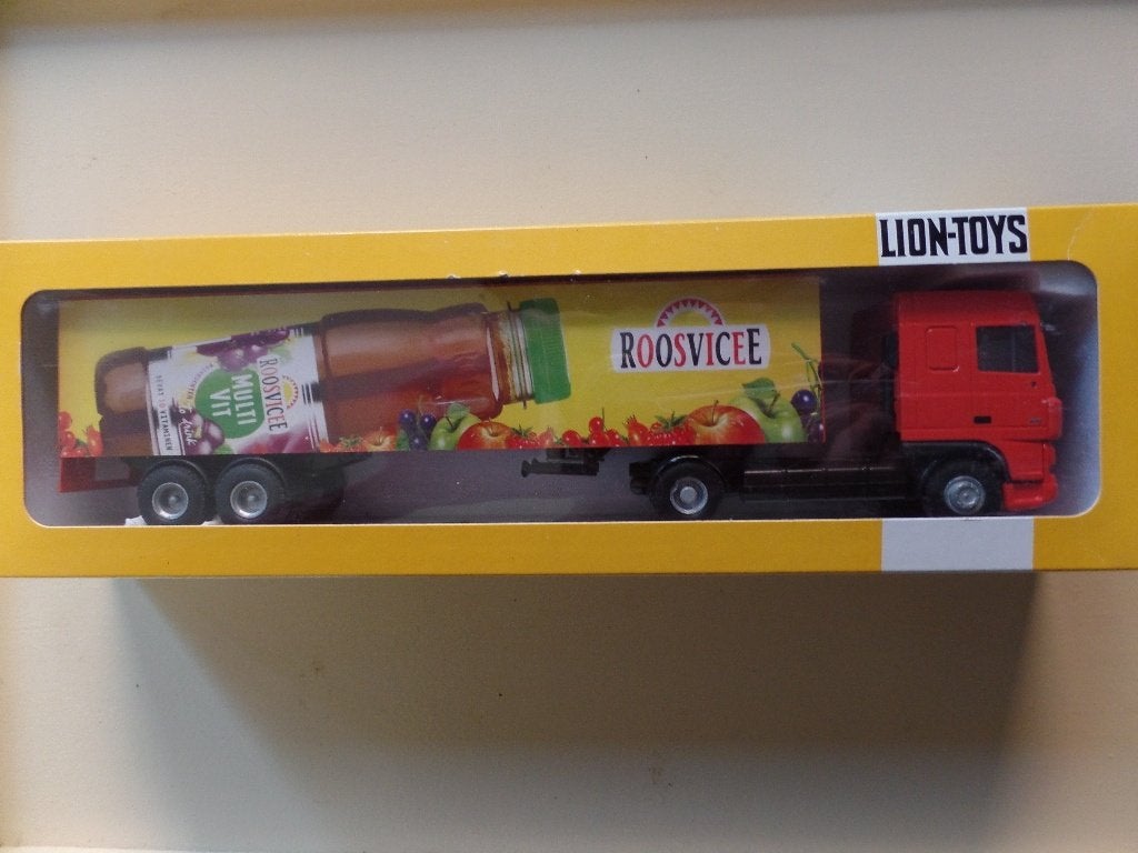 DAF trekker oplegger Roosvicee Lion Toys  , Hobby en Vrije tijd, Verzenden, Zo goed als nieuw, Bus of Vrachtwagen, Lion Toys