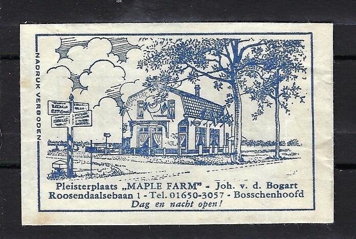 131 Bosschenhoofd pleisterplaats MAPLE FARM, Ophalen of Verzenden, Nederland