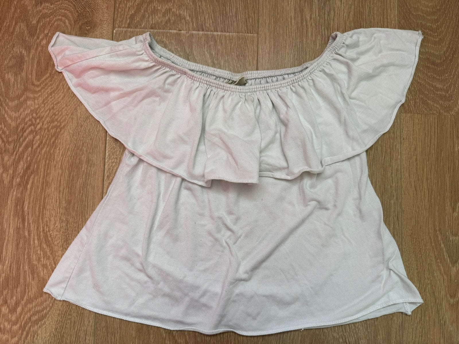 H&M off shoulder top wit maat 122, Ophalen of Verzenden, Gebruikt, Meisje, Shirt of Longsleeve